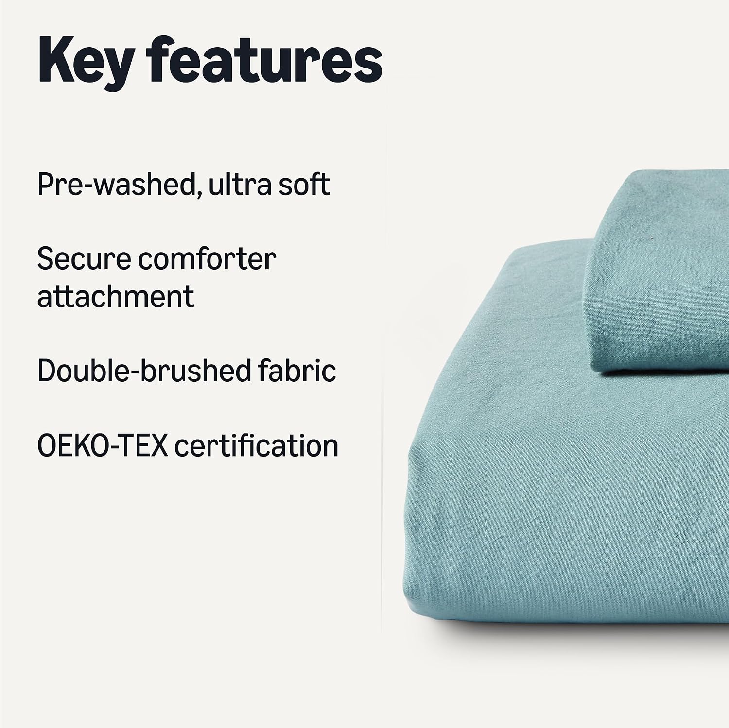 Detalle de Amazon Basics 2-Piece Brushed Microfibre Single Duvet Cover Set, Blue