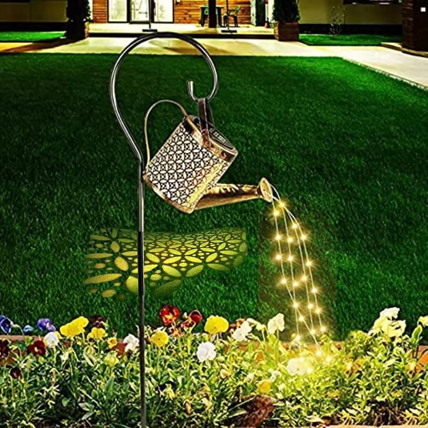 Detalle de Neioaas Solar Watering Can Lights – LED solar lantern string lights for outdoor garden decor (IP65, 36 LEDs, replaceable battery)