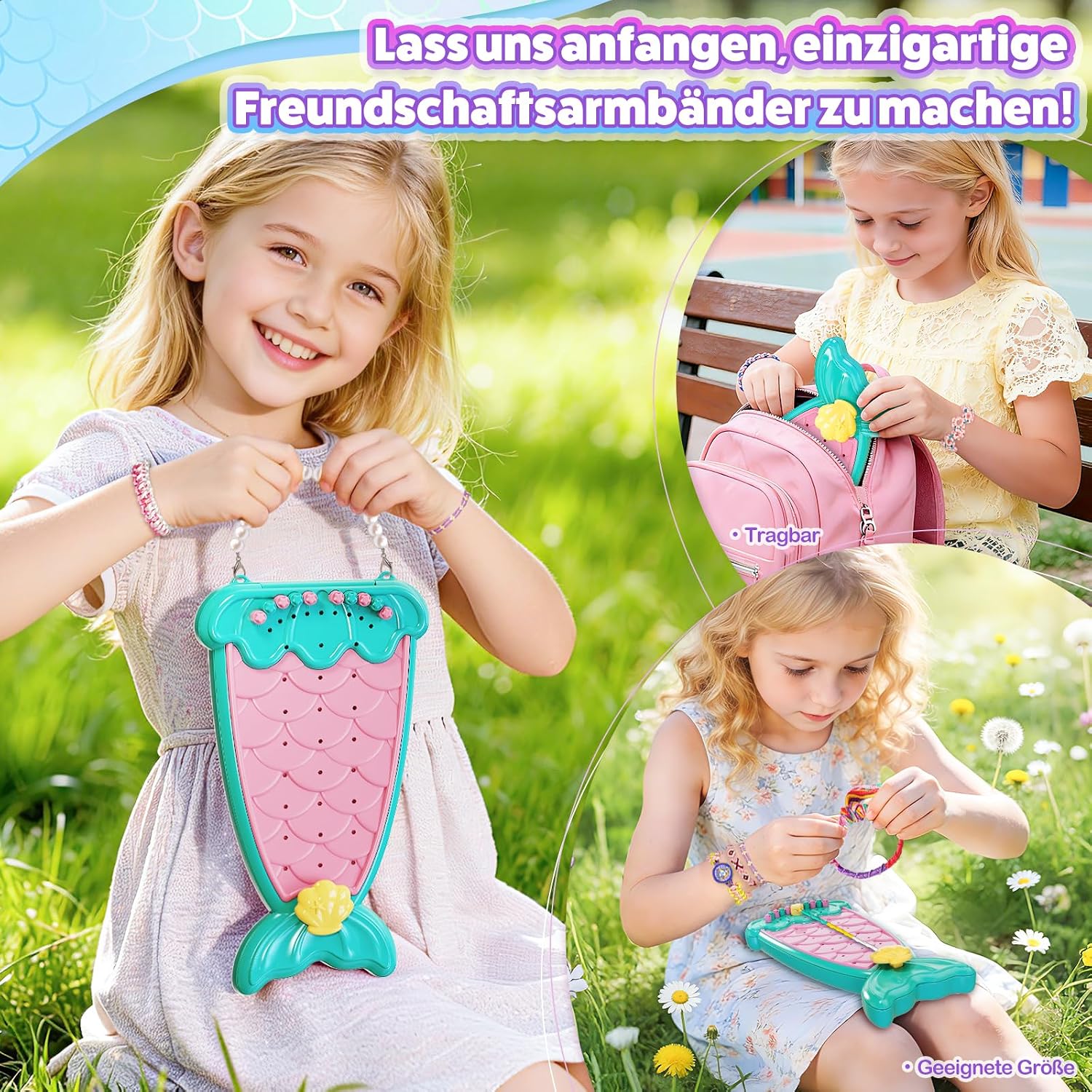 Detalle de Euclidean Cube 2-in-1-Freundschaftsarmband – Kreatives Bastelset für Kinder 6–12 Jahre (Blaugrün)