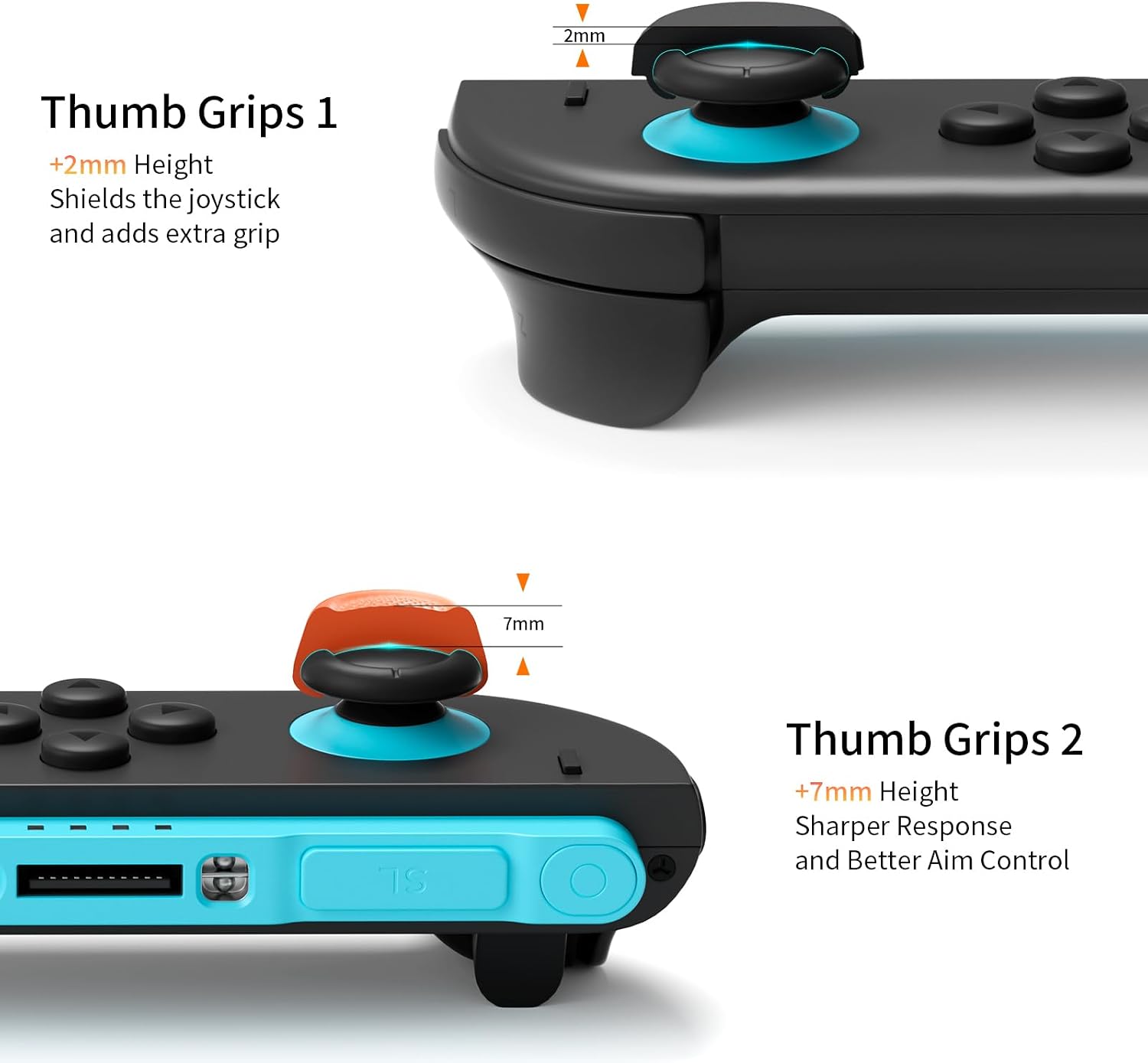 Detalle de Switch 2 Thumb Grip Set – Silikon-Joystick-Abdeckungen für Nintendo Switch 2 (2025) und Pro Controller