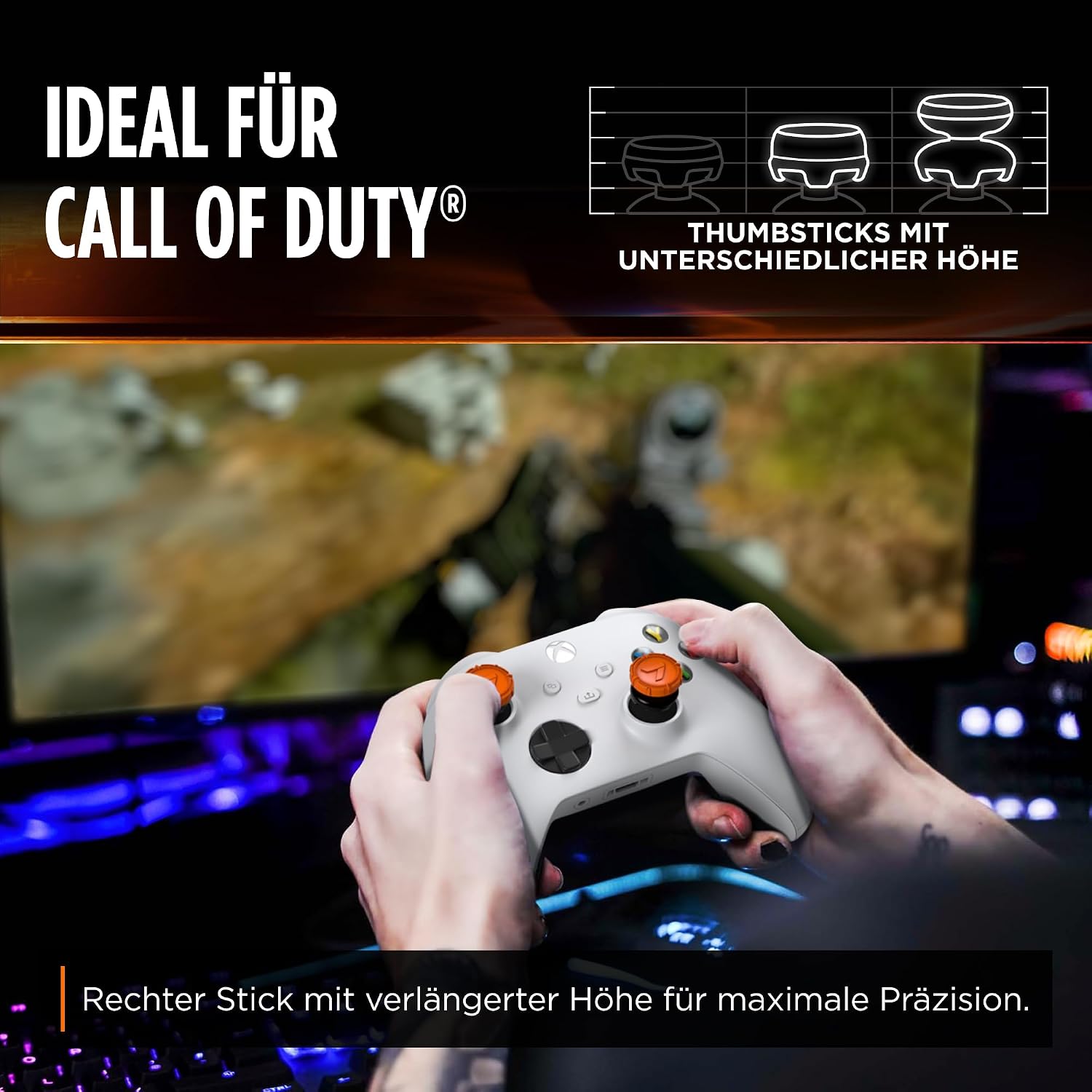 Detalle de KontrolFreek Call of Duty Edition Xbox Stick Aufsätze – 2x Mid-Rise Präzisions-Thumbsticks