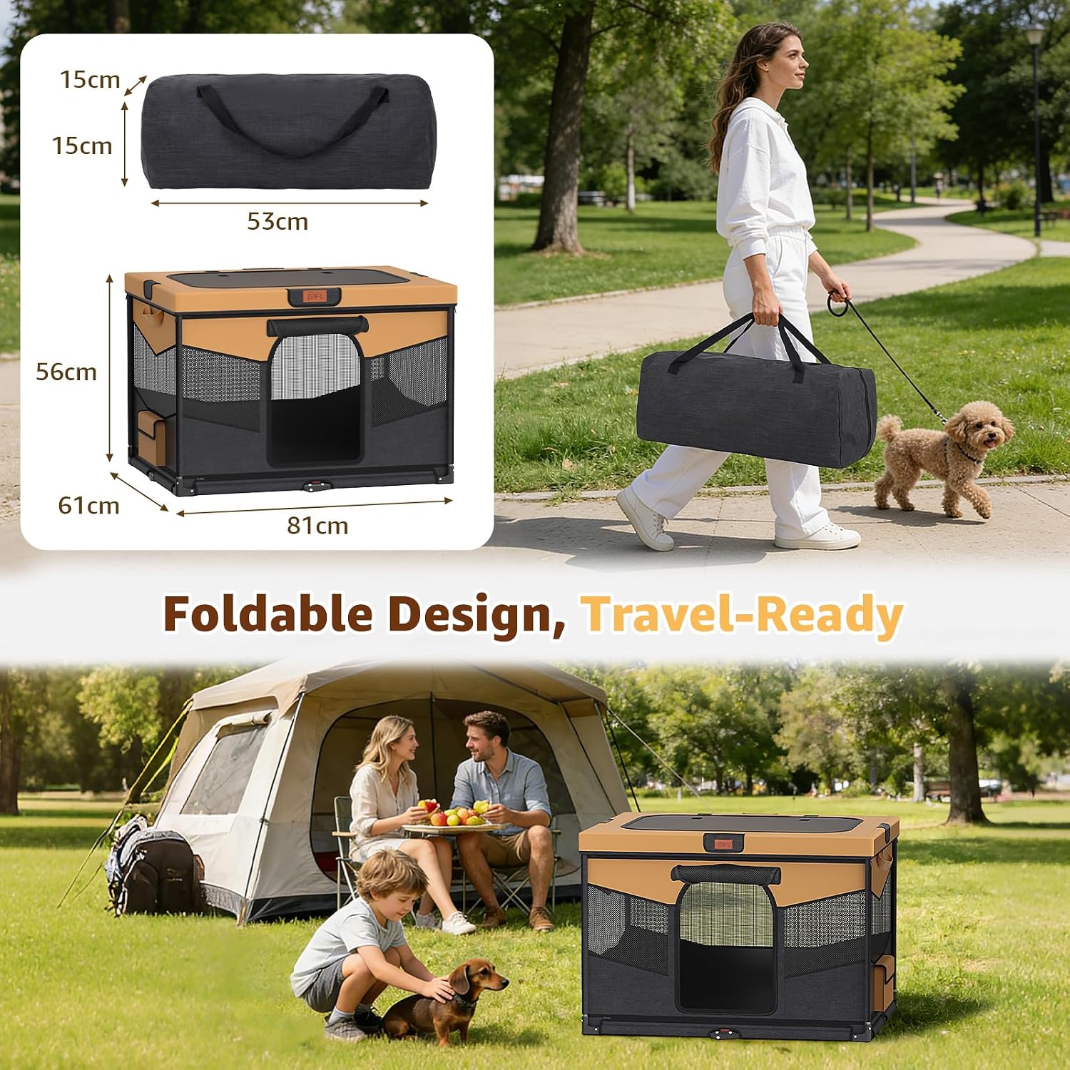 Detalle de Steel Frame Dog Playpen (81x61x56cm) – Foldable, Washable & Heavy-Duty Cage for Small to Medium Dogs