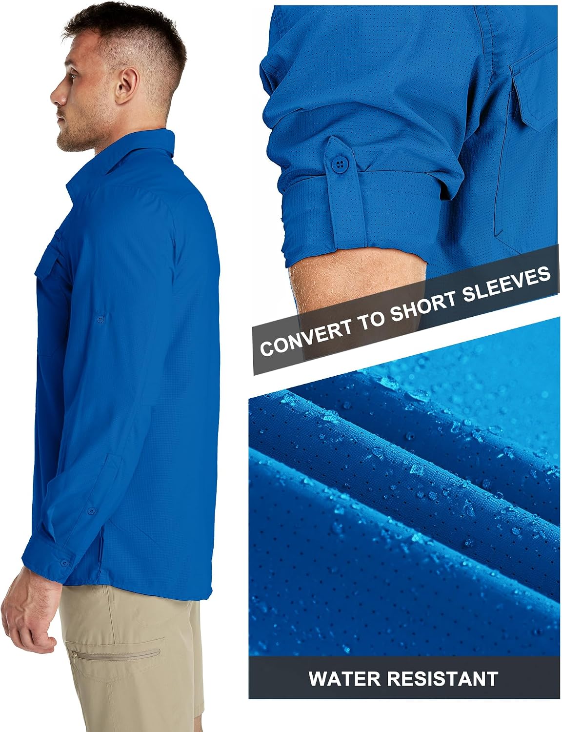 Detalle de 33,000ft Men's Long Sleeve Sun Protection Shirt UPF 50+ with Quick-Dry Cooling for Outdoor Adventures