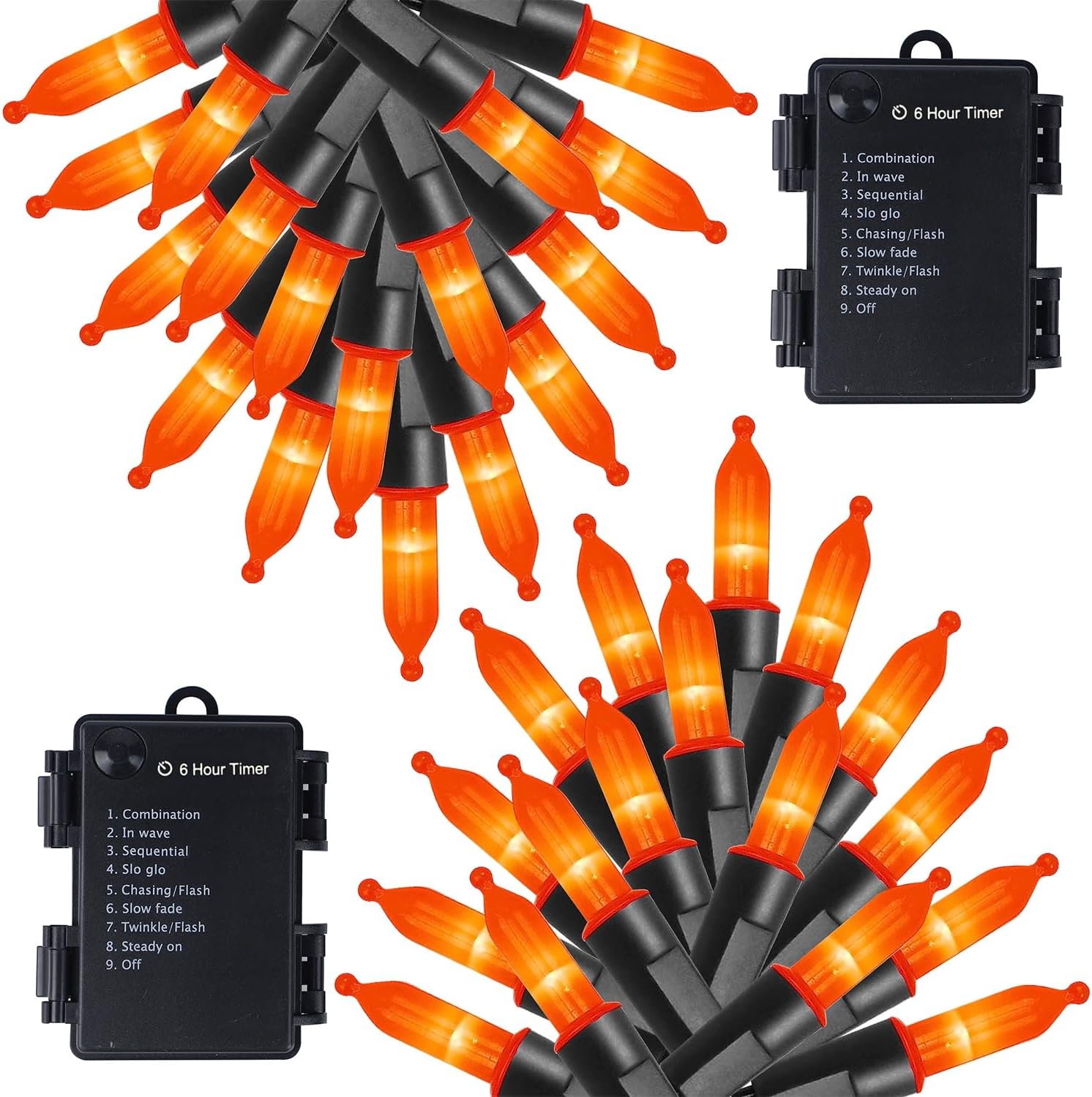 Detalle de WATERGLIDE Orange 2-Pack LED String Lights, 16-Foot, 8 Modes