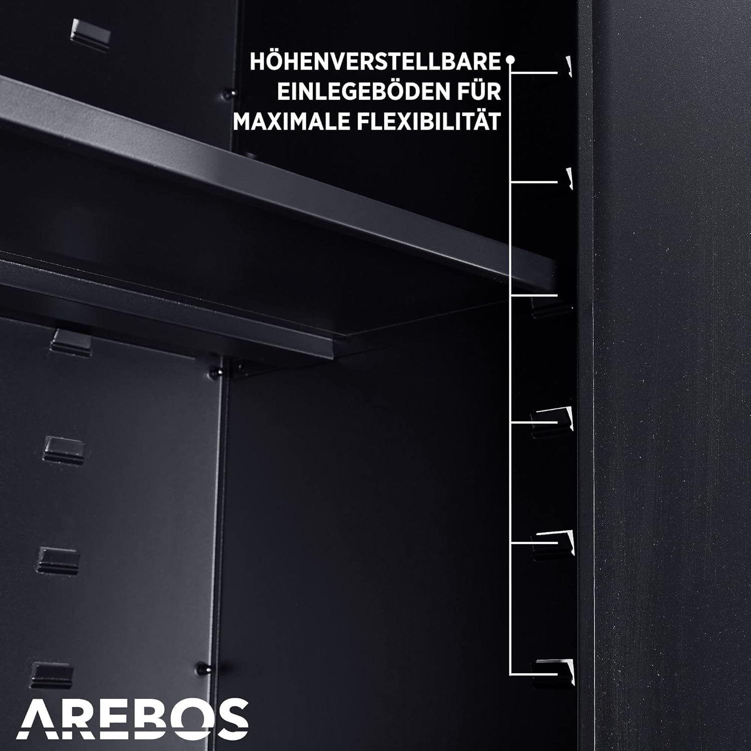 Thumbnail 6 de Arebos Aktenschrank / Büroschrank mit abschließbarem Stahlsystem, höhenverstellbarem Einlegeboden (90 x 90 x 40 cm)