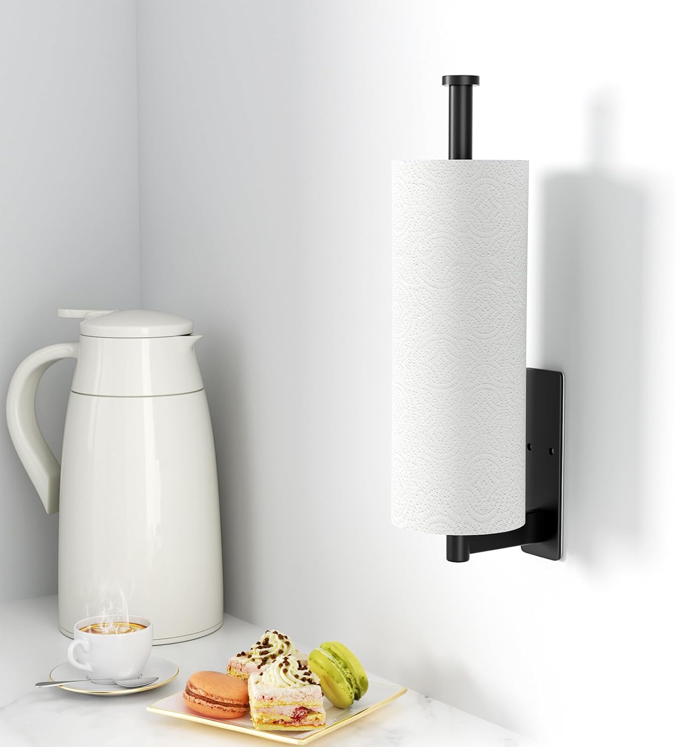 Detalle de Paper Towel Holder Under Cabinet – Self-Adhesive or Drilling, Stainless Steel Kitchen Roll Holder (12.4 inches)