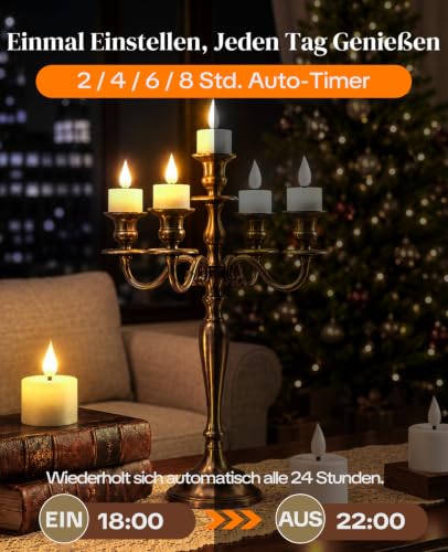 Detalle 1 de YAUNGEL 12er LED-Teelichter, wiederaufladbar mit Ladestation, Timer und Fernbedienung