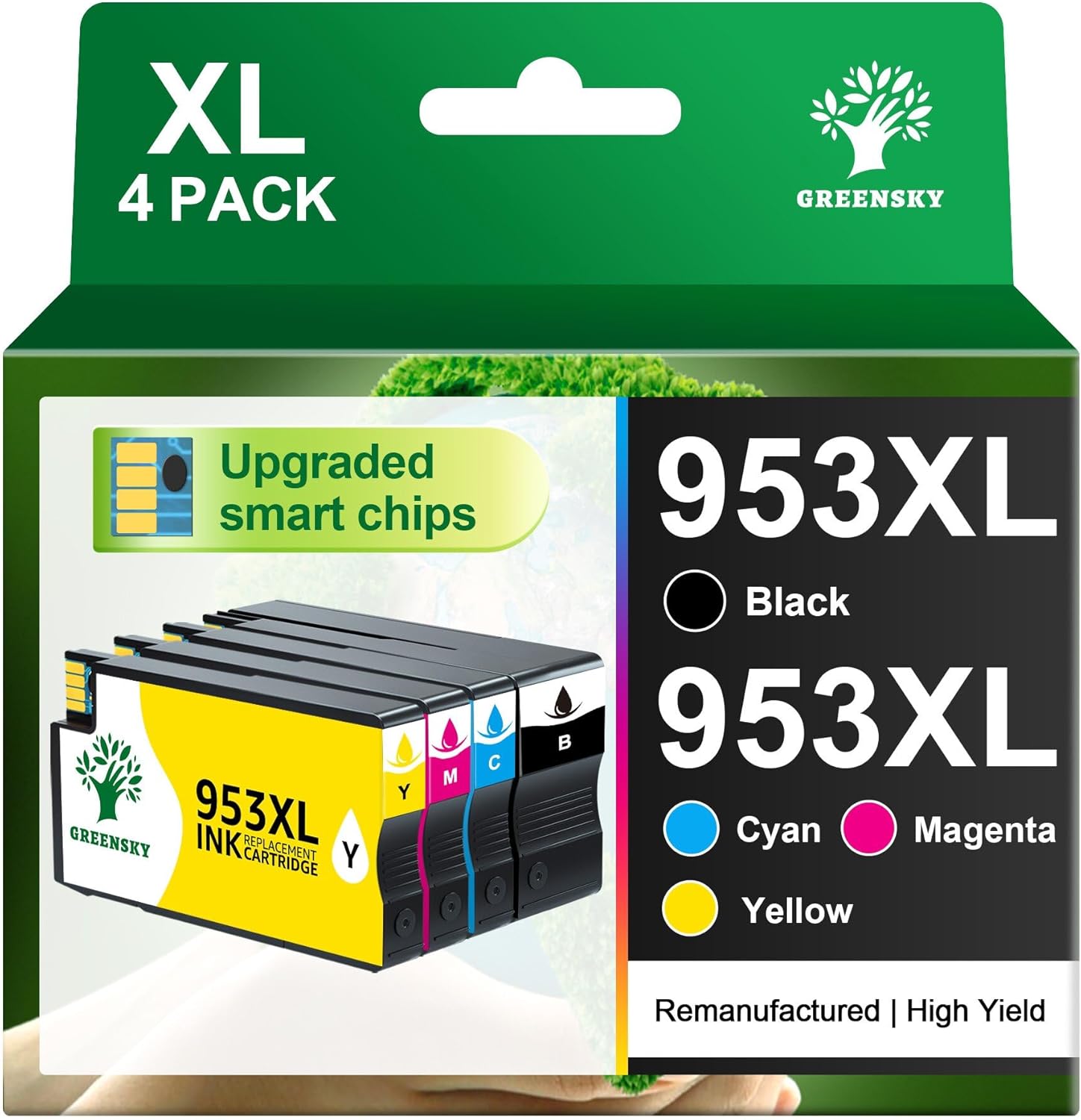 Detalle de GREENSKY 953XL Rigenerato per Cartucce HP 953XL Multipack – Alta resa e chip aggiornato