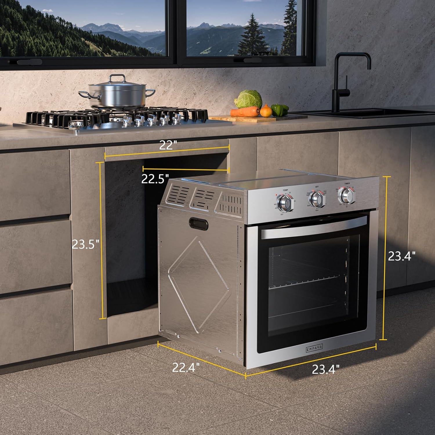 Detalle 2 de Empava 24 Inch Electric Single Wall Oven, 2.5 cu. ft. with Pizza Mode