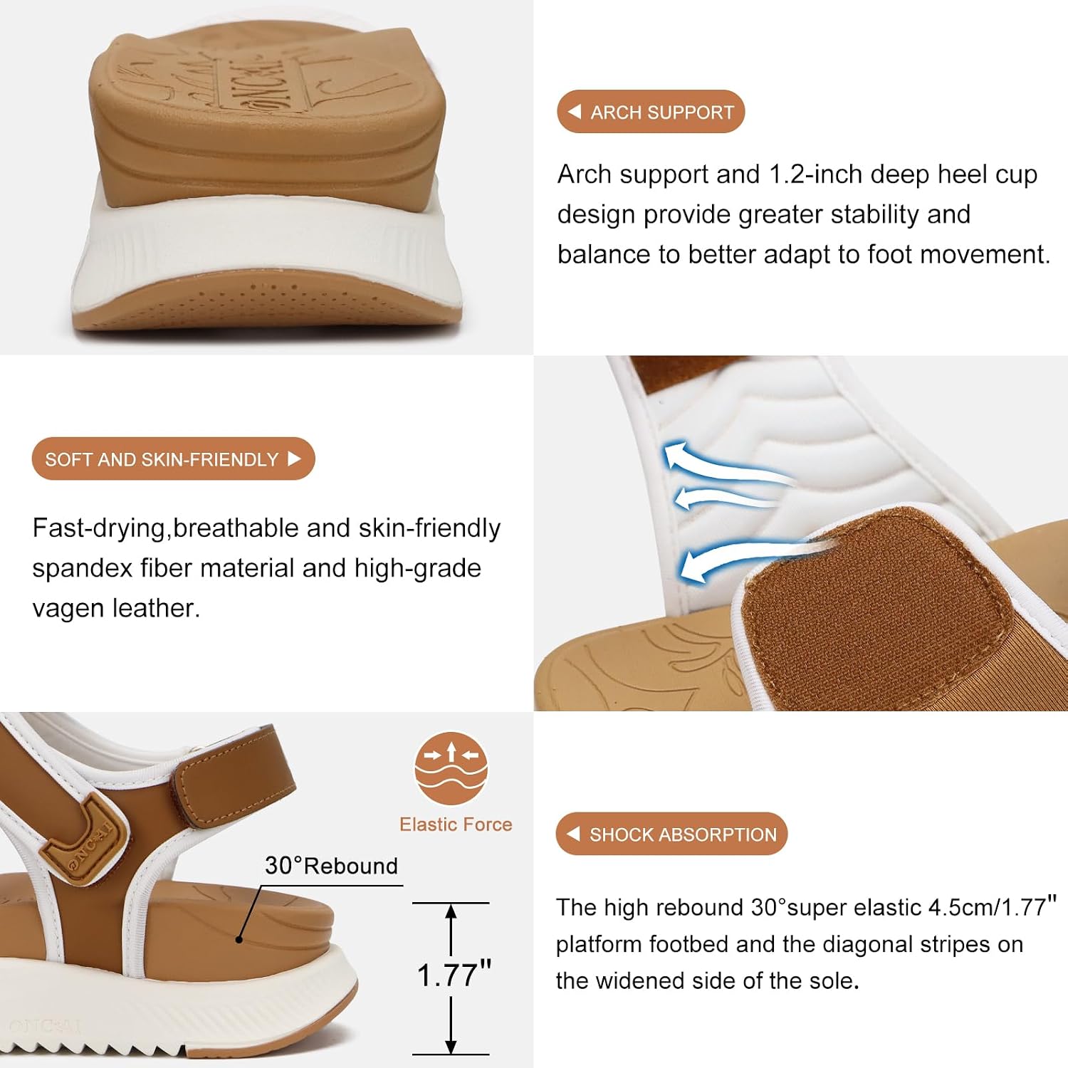 Thumbnail 2 de ONCAI Women’s Walking Sandals with Arch Support & Orthotic Footbed (3 Strap, UK Size 4–10)