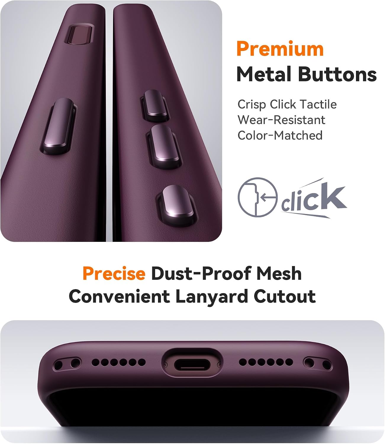 Thumbnail 6 de JUESHITUO Clear Burgundy iPhone 18 Pro Case with MagSafe Compatibility