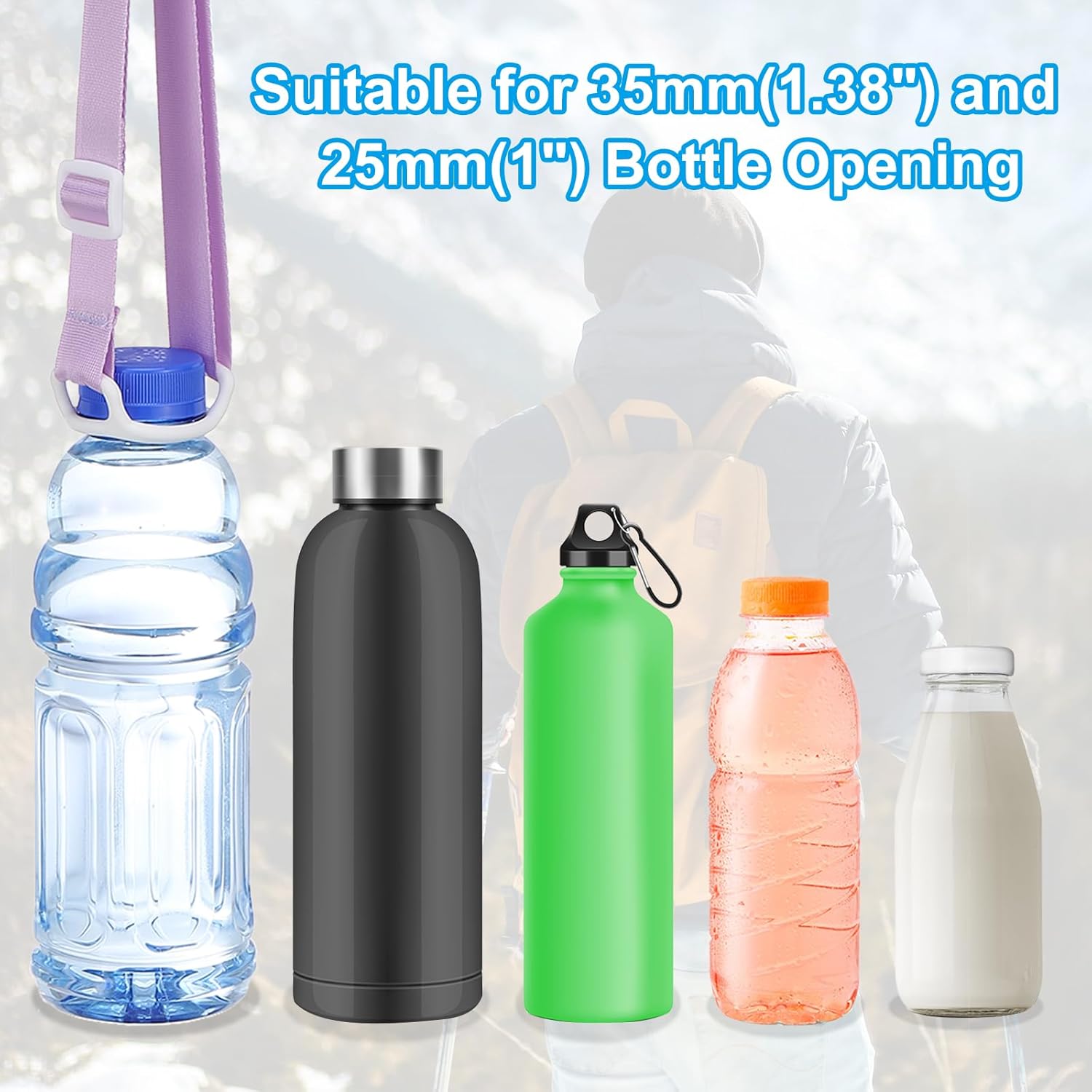 Detalle de PATIKIL Water Bottle Lanyard: 6-Piece Adjustable Shoulder Straps with White Carrier Rings