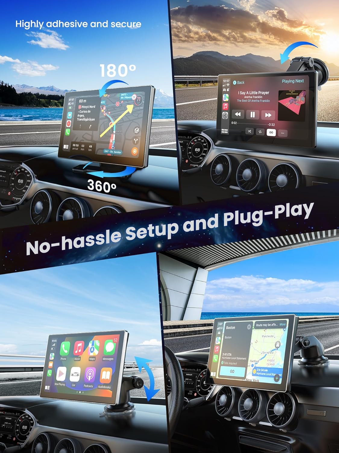 Thumbnail 5 de 9-Inch Wireless CarPlay Screen with 4K Front Camera and 1080p Rear Camera