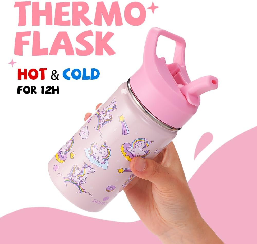 Thumbnail 1 de SANTECO Kinder-Trinkflasche aus Edelstahl 500 ml mit Strohhalm – BPA-frei, auslaufsicher & isolierend