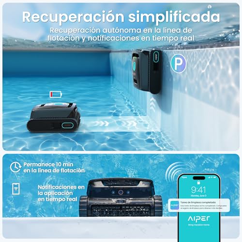 Detalle de AIPER Scuba V3: Robot limpiafondos piscina con IA, carga inalámbrica y filtración 3 μm