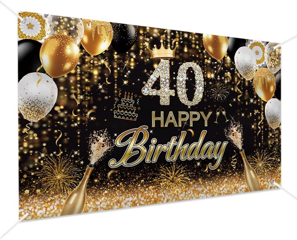 MEHOFOND 40th birthday banner 6x3.6ft 🎉