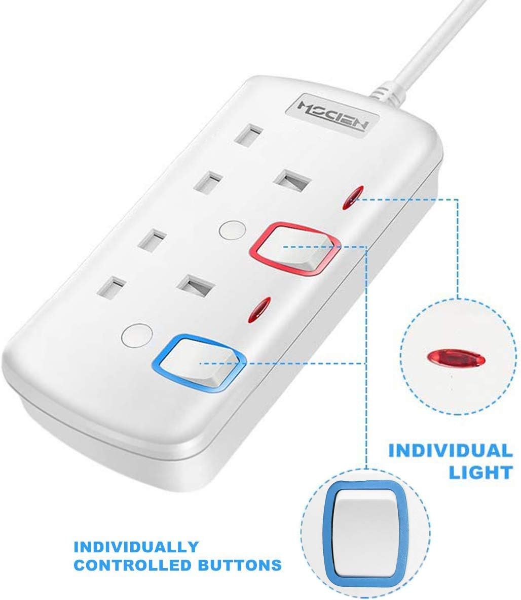 Detalle de Mscien 3M Extension Lead 2-socket with switches ๐
