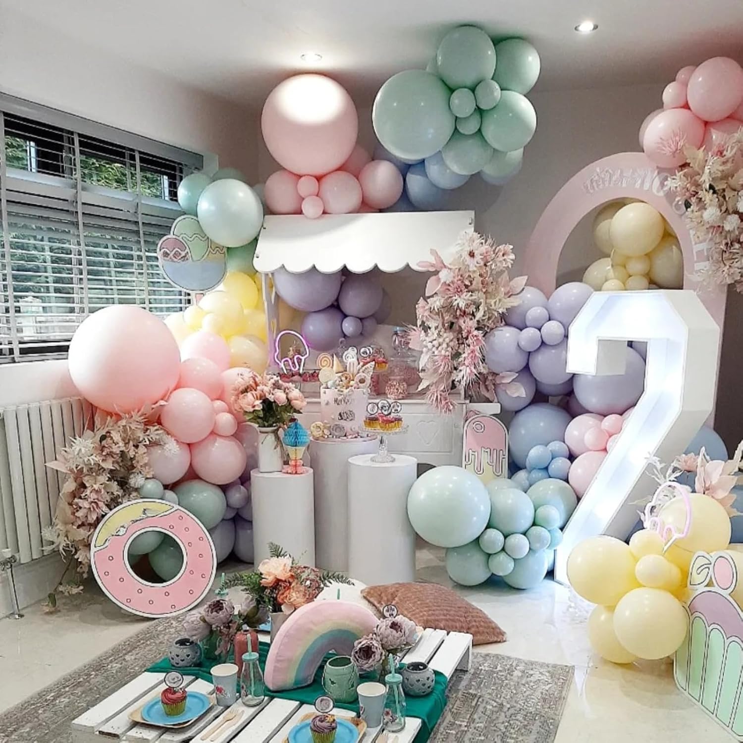 Thumbnail 6 de Pastel Balloons 12-Inch Rainbow Macaron Kit (30 pcs) with Ribbon for Parties