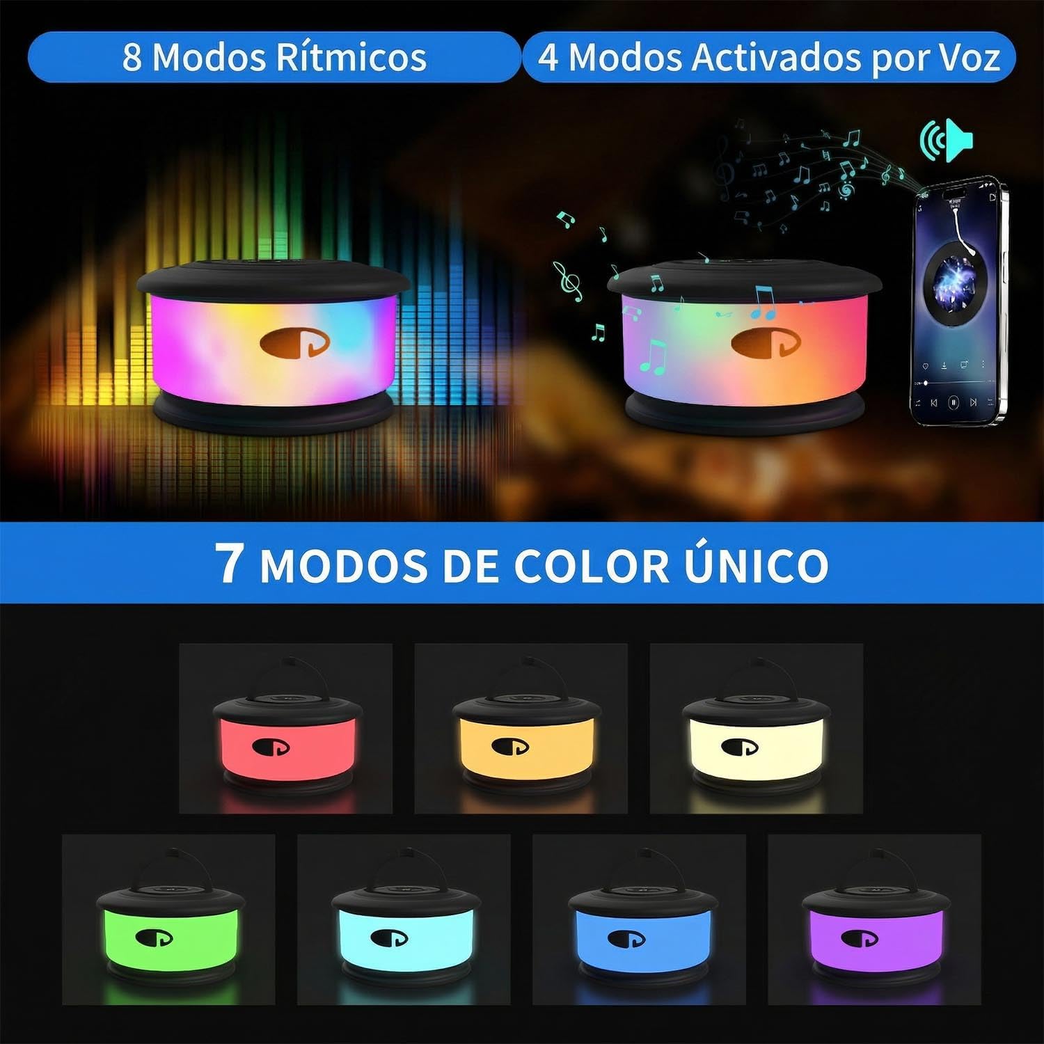 Detalle 2 de Zocelight L26-Black 2-in-1 Camping String Lights, 19 Modes, Black