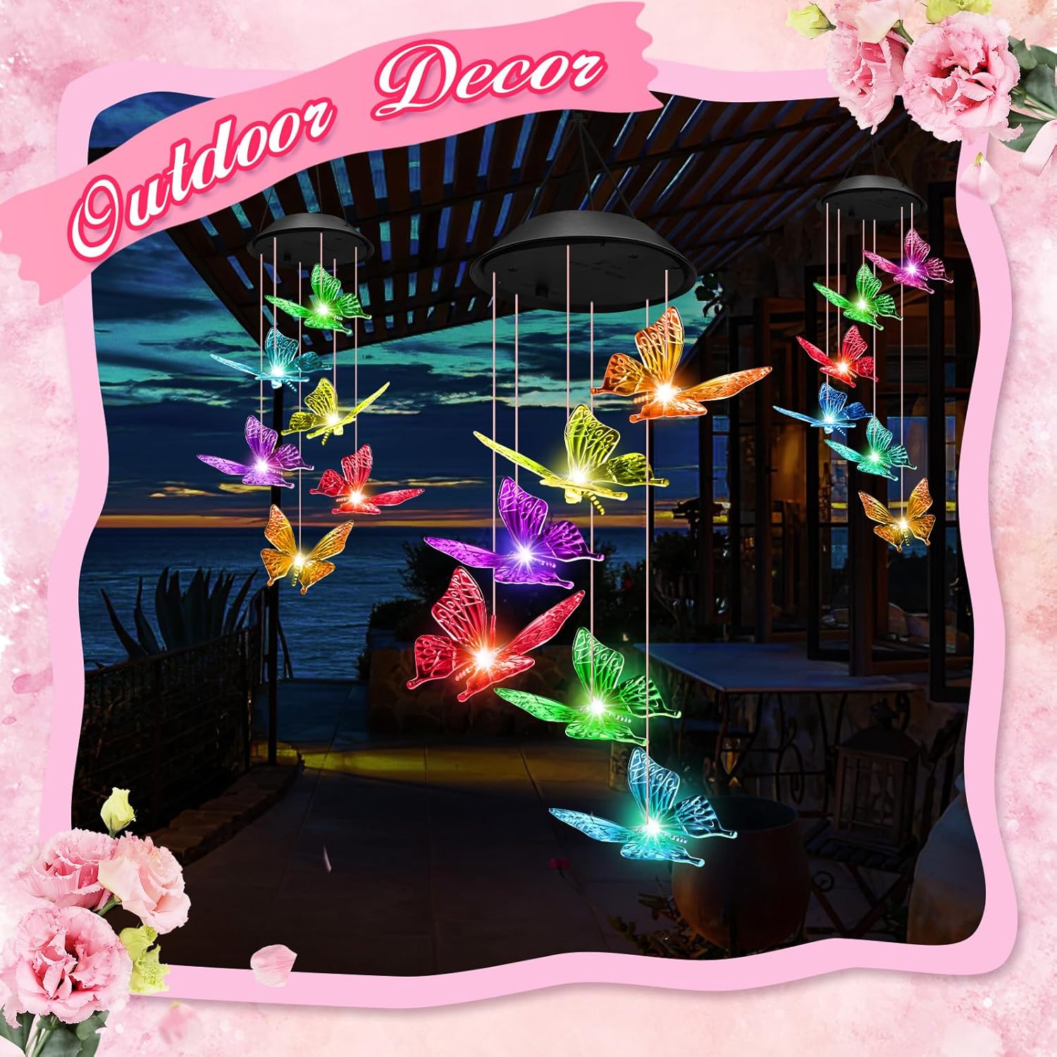 Thumbnail 4 de Winzwon Butterfly Solar Wind Chimes 6‑LED