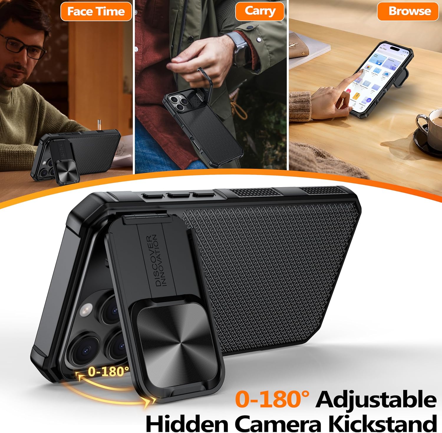 Detalle 2 de GIVELOT iPhone 16 Pro Max Case with Slide Camera Cover and Kickstand