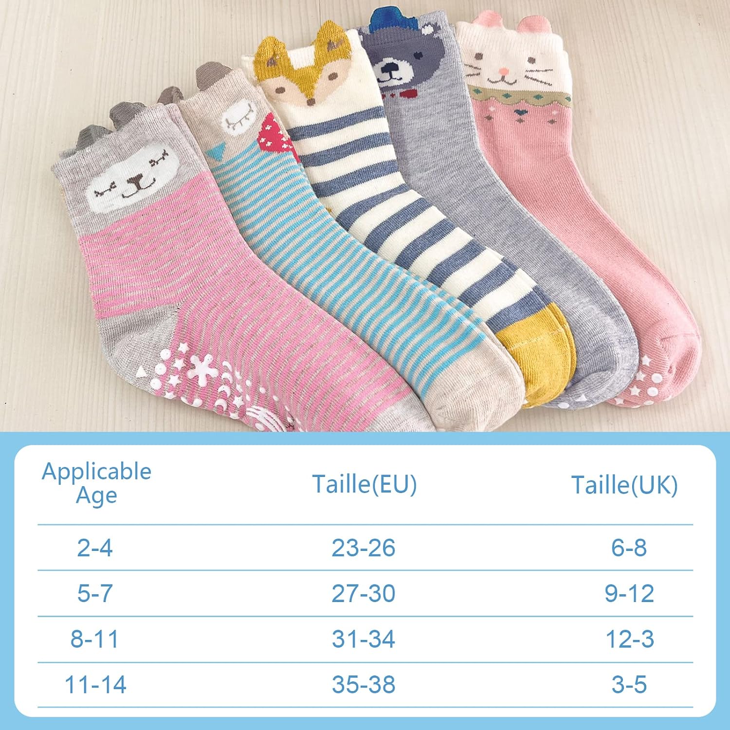 Thumbnail 6 de PUTUO Chaussettes Antidérapantes Enfant 5 paires