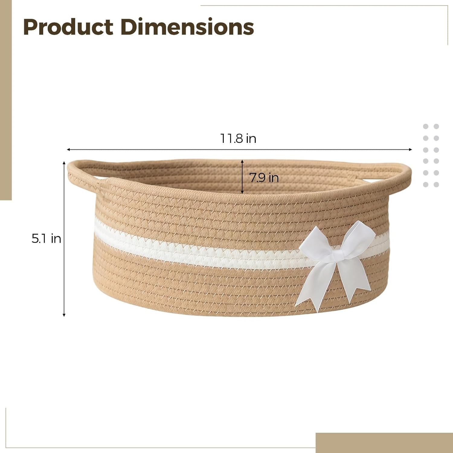 Thumbnail 4 de Aufbewahrungskorb aus Baumwollseil (geflochten) mit Griffen – 30 x 20 x 13 cm, Spielzeugkorb für Hundespielzeug & Kleinigkeiten