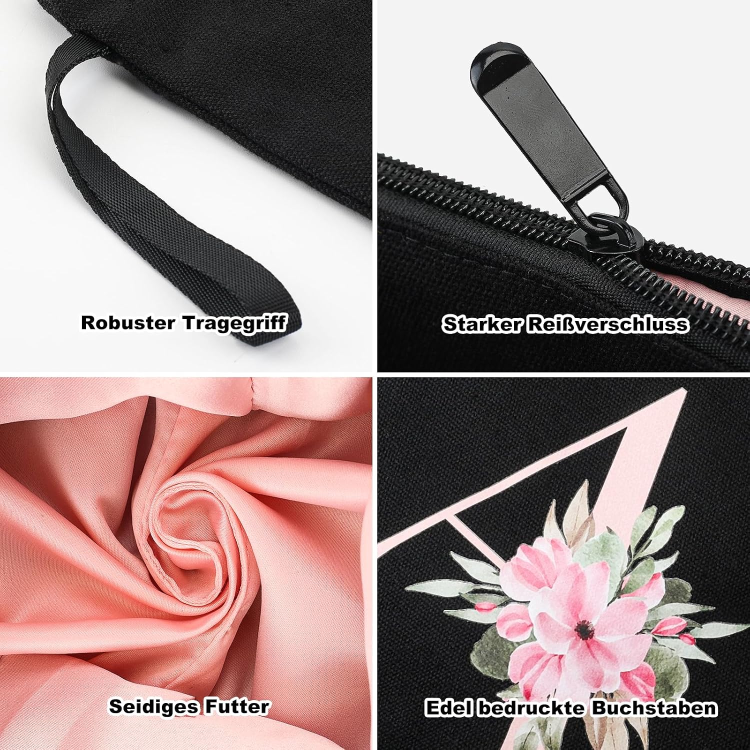 Detalle de Vavabox 2 Pcs Initial Toiletry Bags Set (Black) – personalised travel toiletry bag with handle