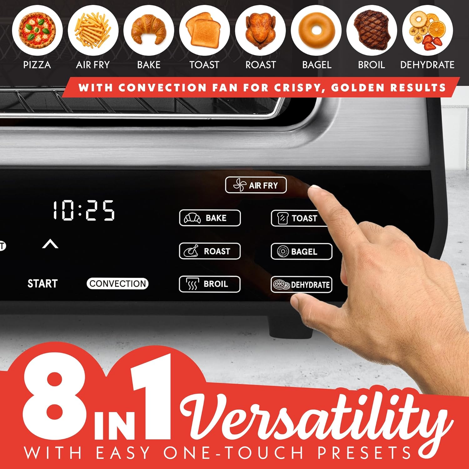 Detalle de Gourmia Indoor Pizza Oven Air Fryer Toaster 1800W