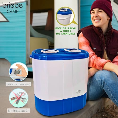 Thumbnail 3 de briebe Camp Mini Lavadora portátil con centrifugado y lavado rápido (3 kg), ideal camping y autocaravana