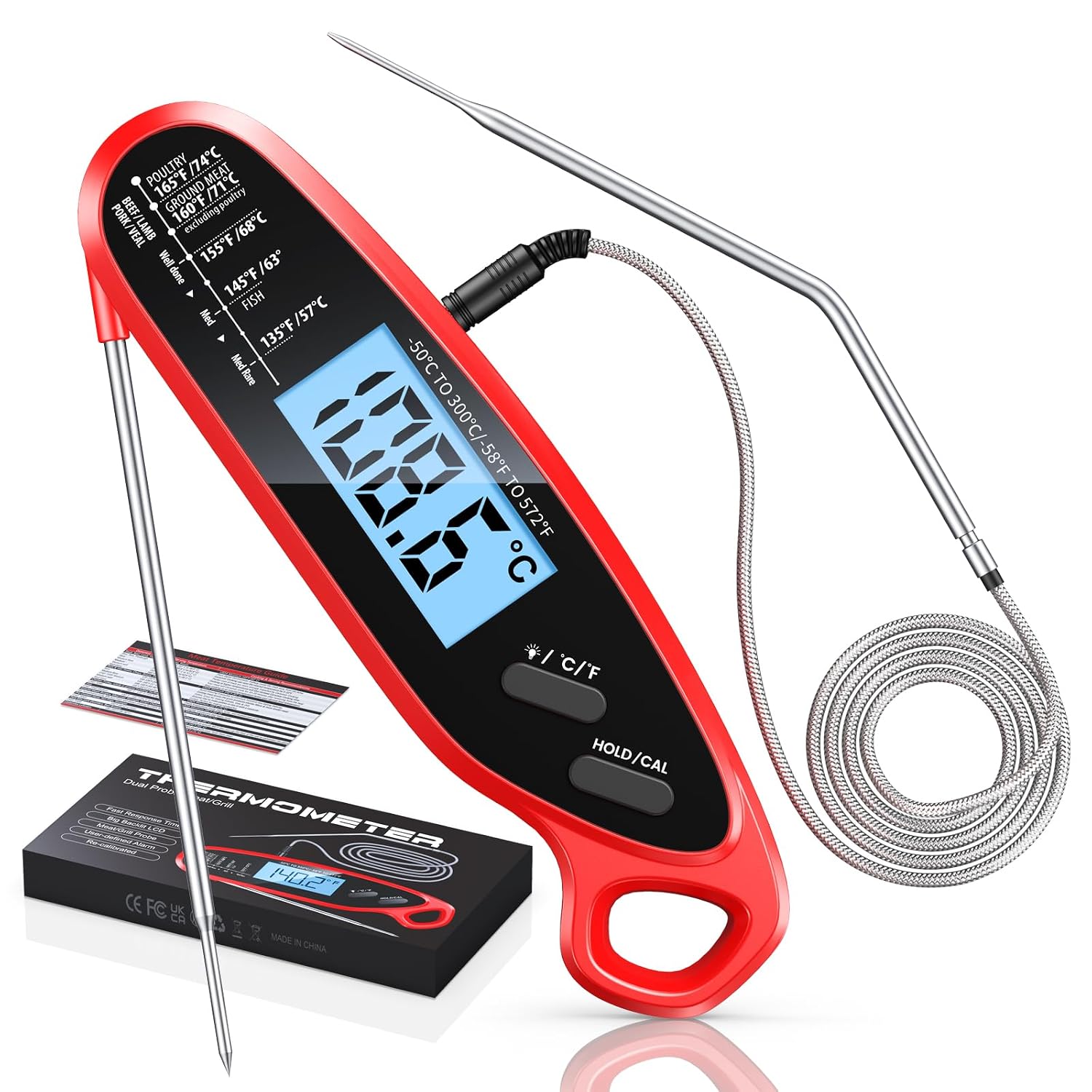 Detalle de Zewwen 236S Dual-Probe Digital Meat Thermometer with Backlit Display