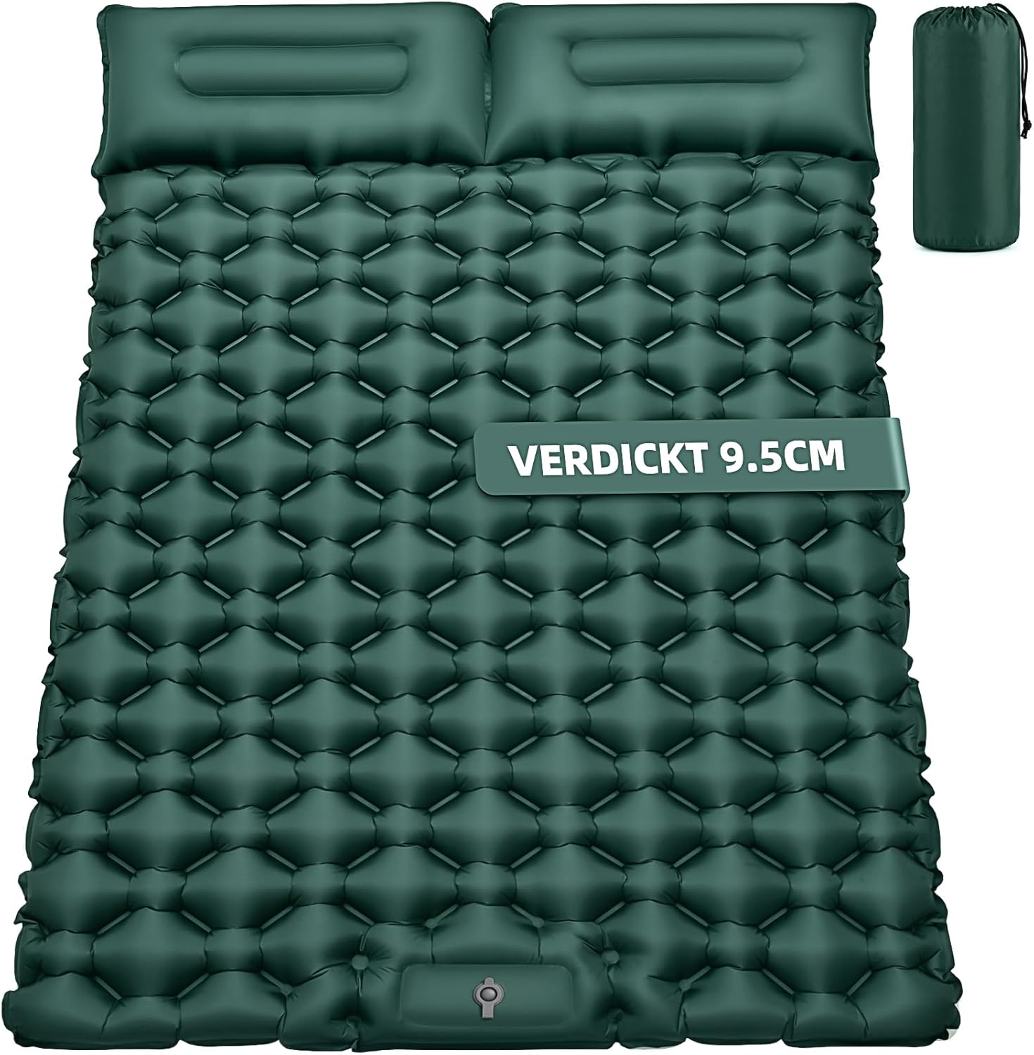 Detalle de FORRINX Isomatte Camping 2 Personen – 9,5 cm Dicke, integrierte Fußpumpe, 205 × 130 cm