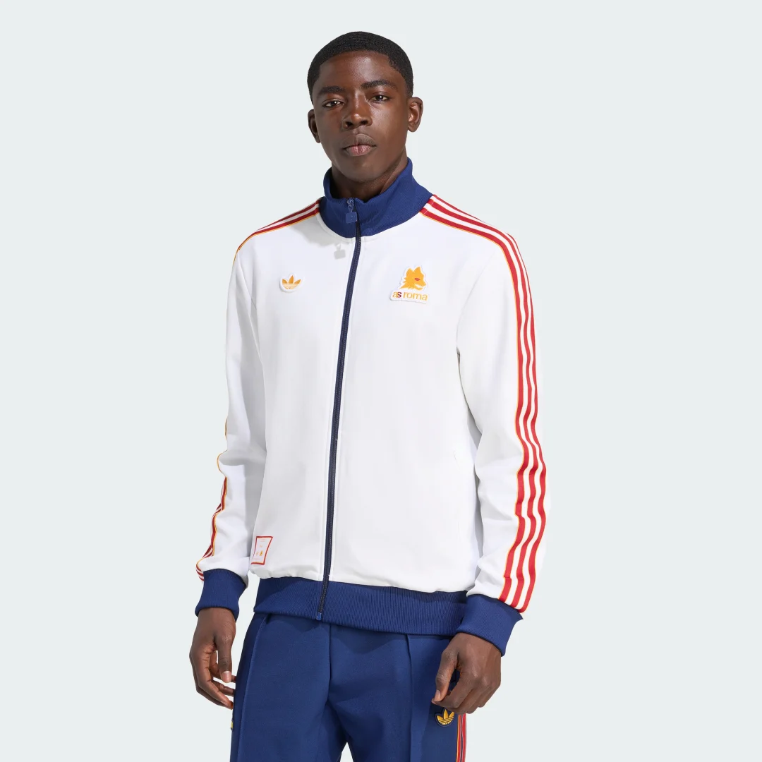 Detalle de Chaqueta deportiva AS Roma Terrace Icons de Adidas - Blanco
