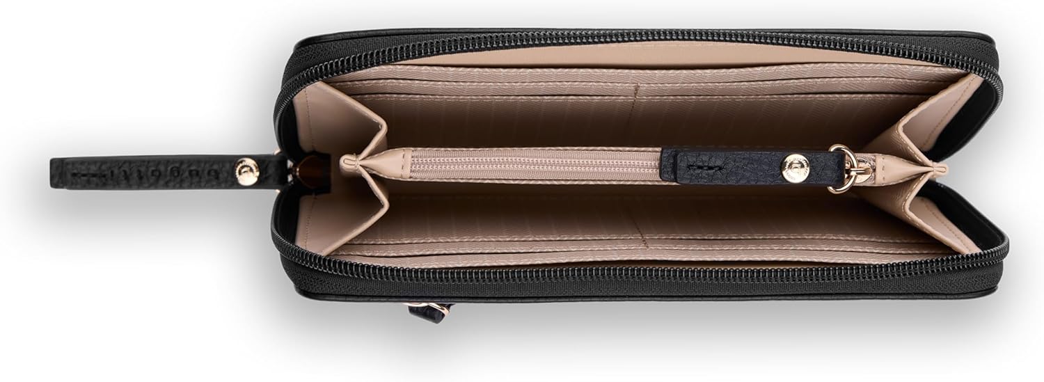 Thumbnail 3 de Bugatti Elina grand portefeuille femme en similicuir noir avec fermeture éclair