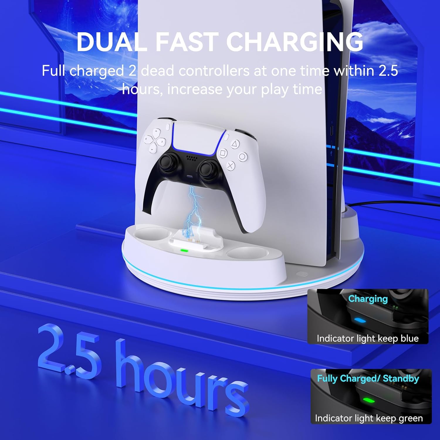 Detalle 1 de NEWDERY PS5 Ständer mit RGB 9‑Modi
