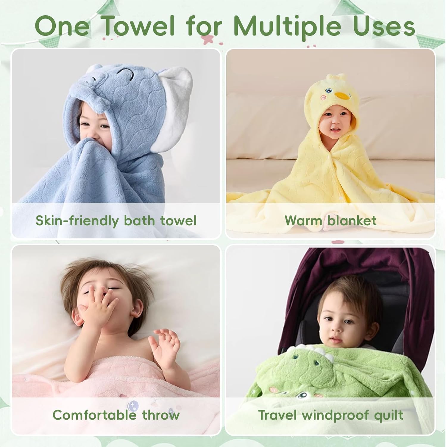 Thumbnail 5 de HAGOT Hooded Baby Towel 120x84cm: Soft, Absorbent and Practical Bath Towel for Newborns to Toddlers