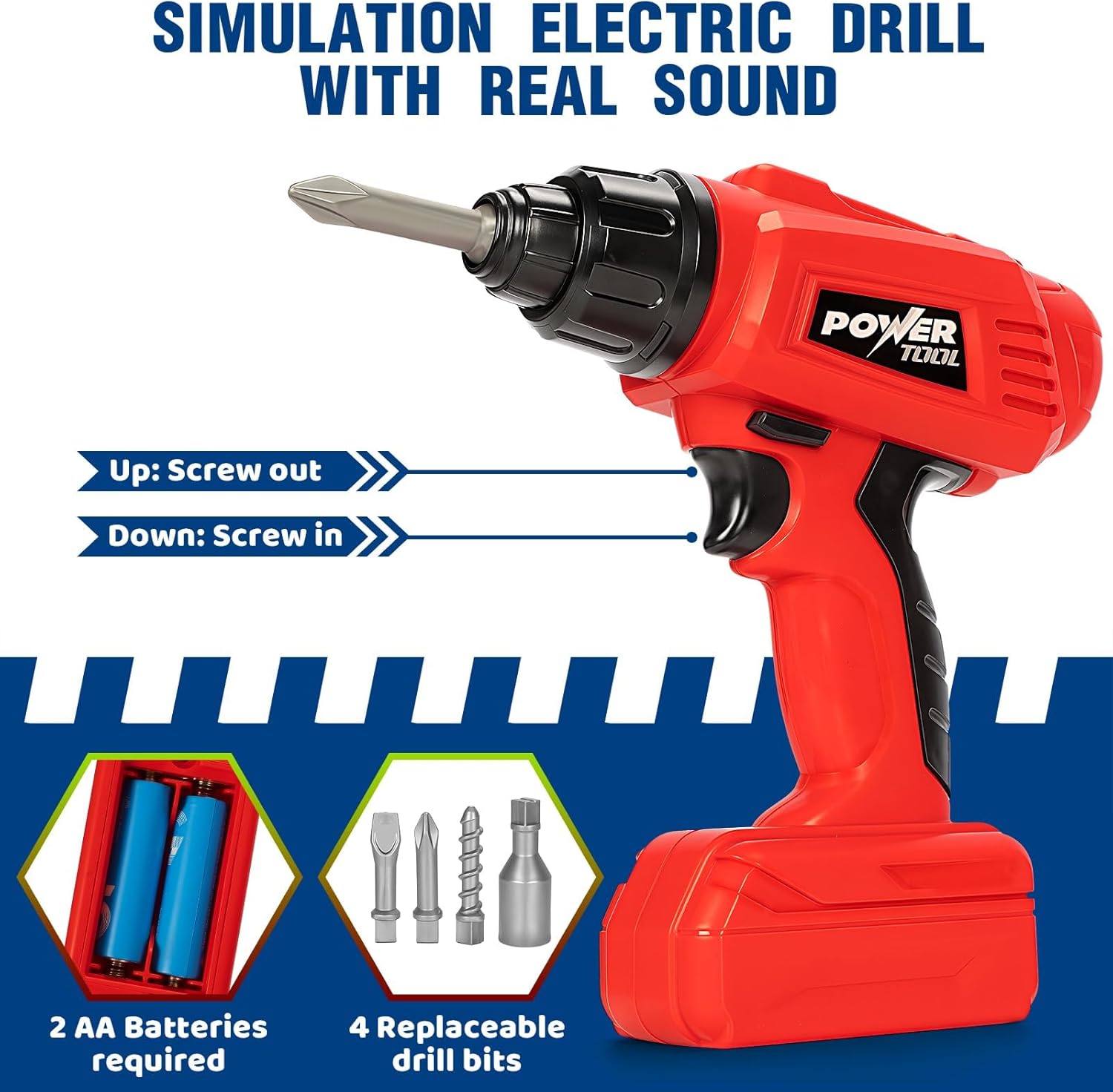 Detalle de Kids Tool Bench Set with Electric Drill and Realistic Tools (132pcs) — 2-in-1 Workbench & Toolbox for Ages 3–5