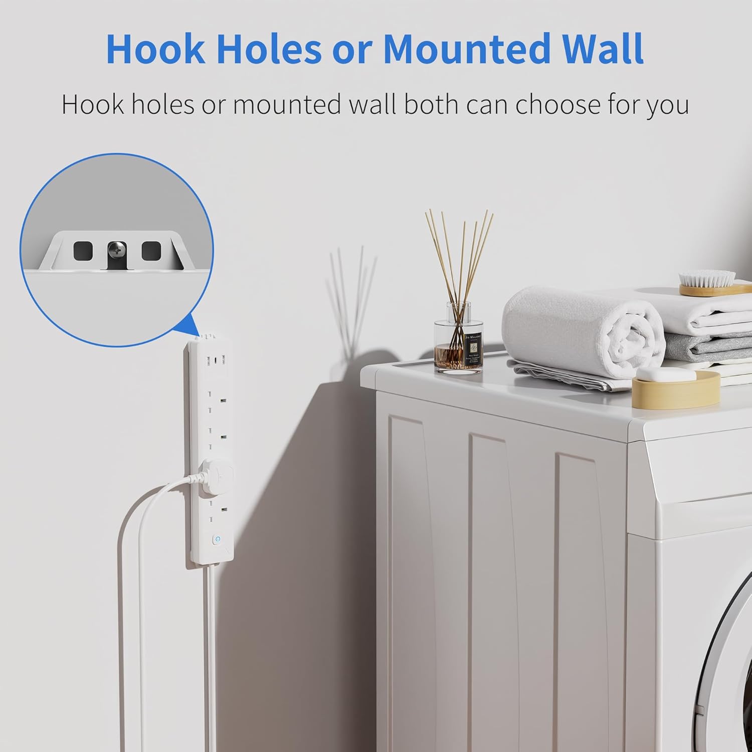 Thumbnail 2 de Mscien 2m Extension Lead with USB Slots – 4-way 3 USB extension socket with wall mounting