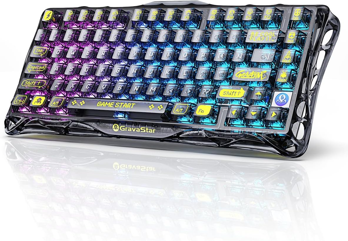 Detalle de GravaStar Mercury K1 Lite 75% Gaming-Tastatur (Hot Swap, RGB, BT 5.0/2,4 GHz, USB-C) – QWERTY