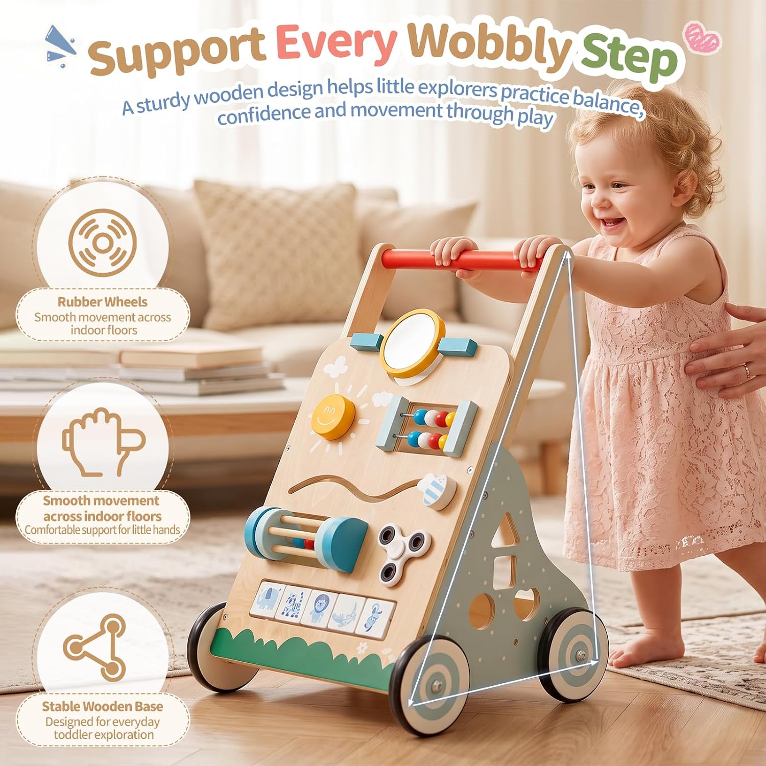 Detalle 1 de SAYRAM Wooden Baby Walker