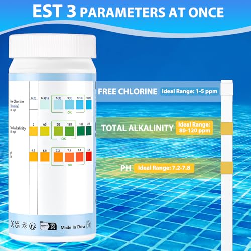 Thumbnail 1 de Accevo Hot Tub Test Strips – 3-in-1 Pool-Wasser-Testkit für Chlor, pH und Gesamtalkalität (150 Streifen)