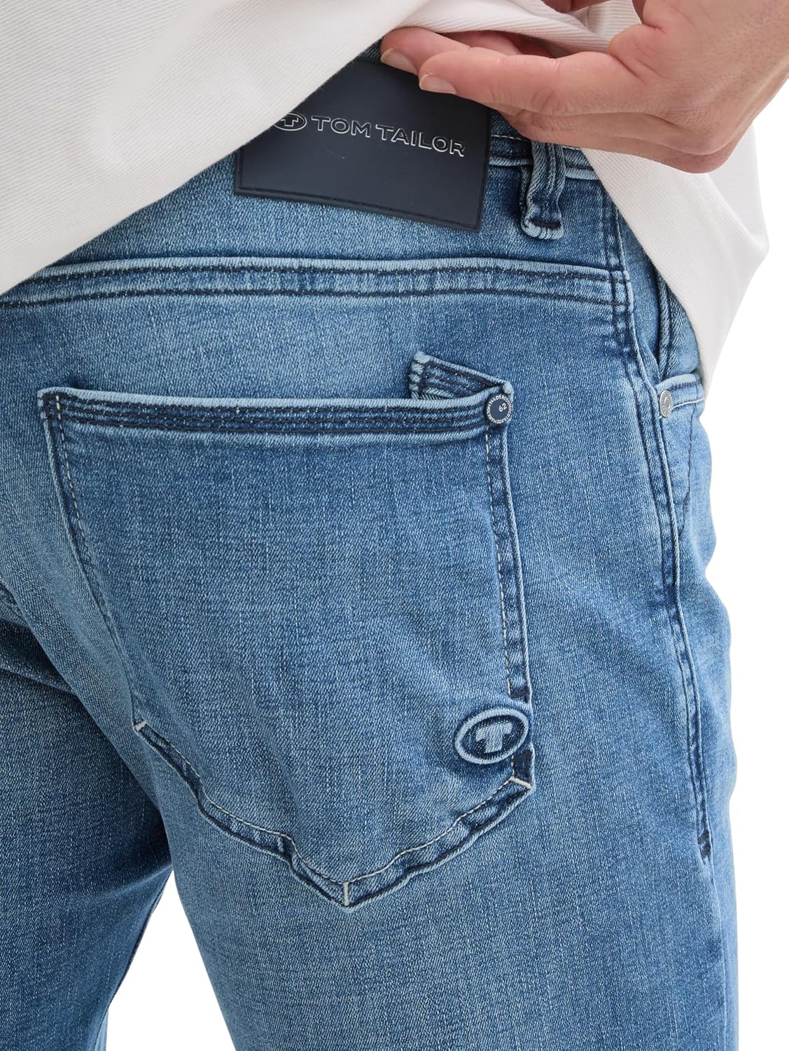 Detalle de TOM TAILOR Herren Marvin Straight Jeans mit Stretch (Five-Pocket, Coolmax)