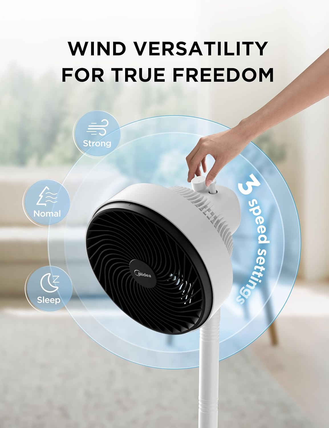 Detalle 2 de Midea Standing Fan – Powerful Pedestal Fan with Intelligent Cooling