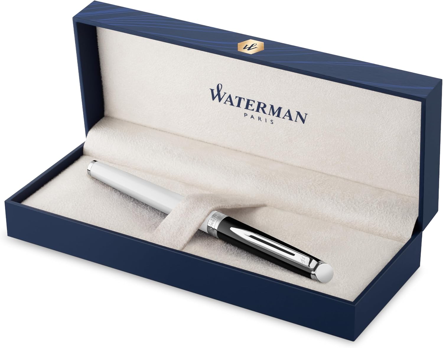 Thumbnail 6 de Waterman Hémisphère Stylo bille – laque noire et blanche, pointe moyenne, encre bleue, coffret cadeau