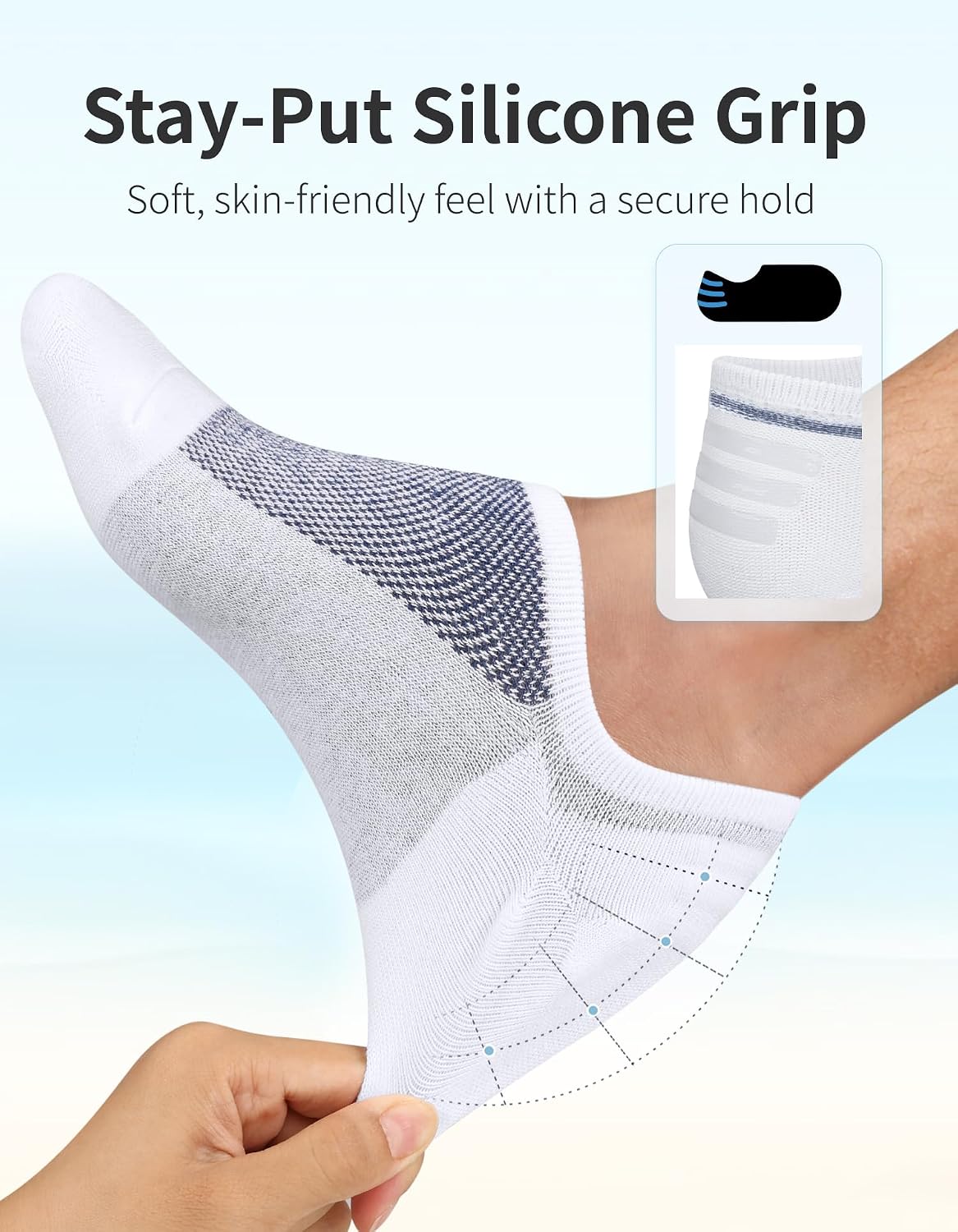 Detalle de CLOSEMATE 8 Pairs No Show Socks for Men – Invisible, Breathable Trainer Socks