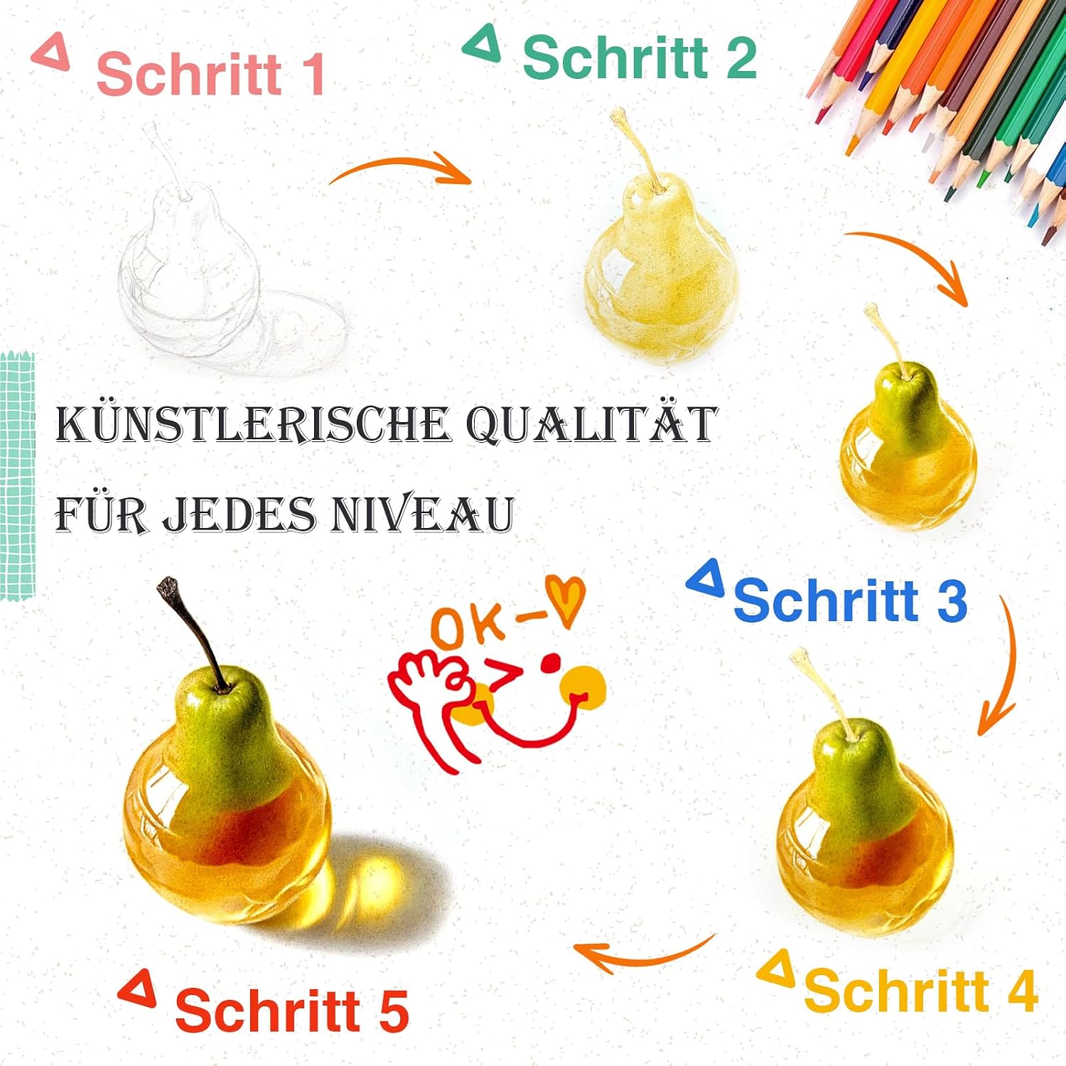 Detalle de Ugmic 50 Buntstifte – Premium-Farbstifte für Erwachsene & Kinder mit lebendigen Farben