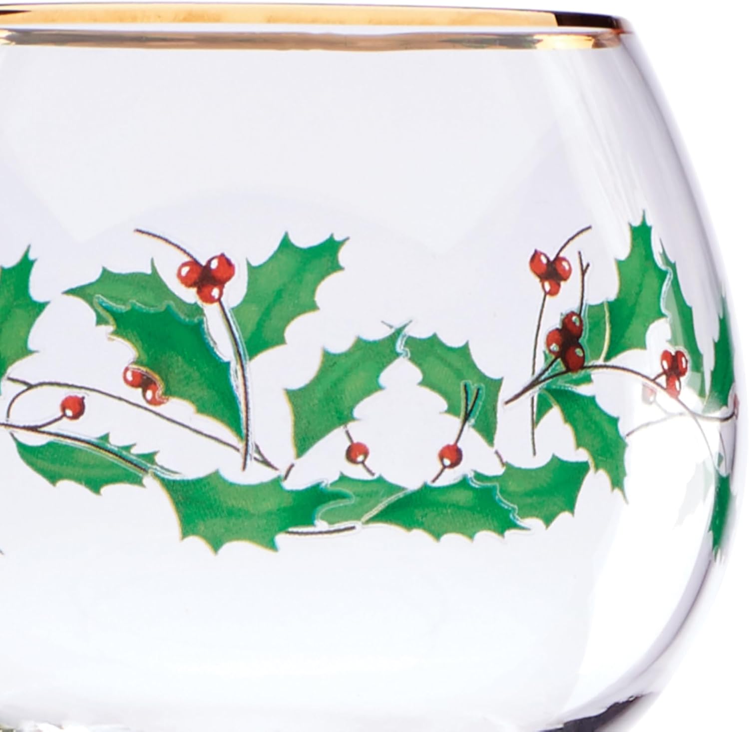 Thumbnail 3 de Lenox Holiday 4-Piece Wine Balloon Glass Set (14 fl oz, Set of 4) with Festive Red Christmas Design