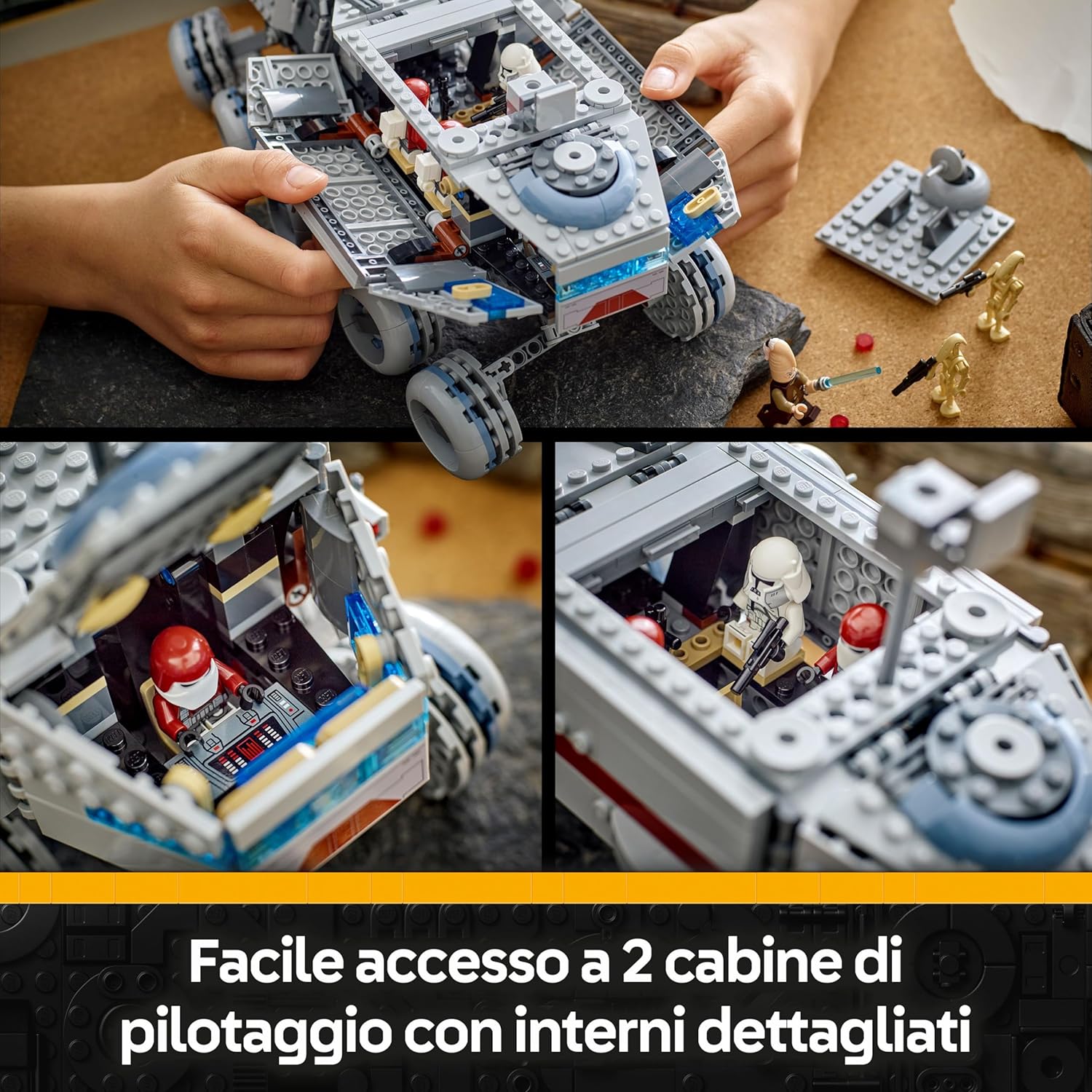Thumbnail 3 de LEGO Star Wars 75413 Republic Juggernaut – Camion Giocattolo da Costruire con 8 Minifigure includendo Ki-Adi-Mundi