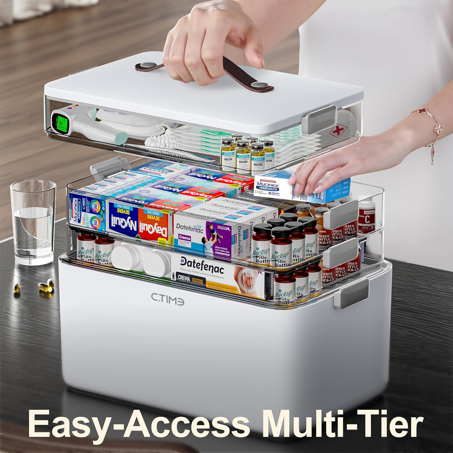 Thumbnail 2 de CTIME 4-Tier XL Medicine Organizer, Portable