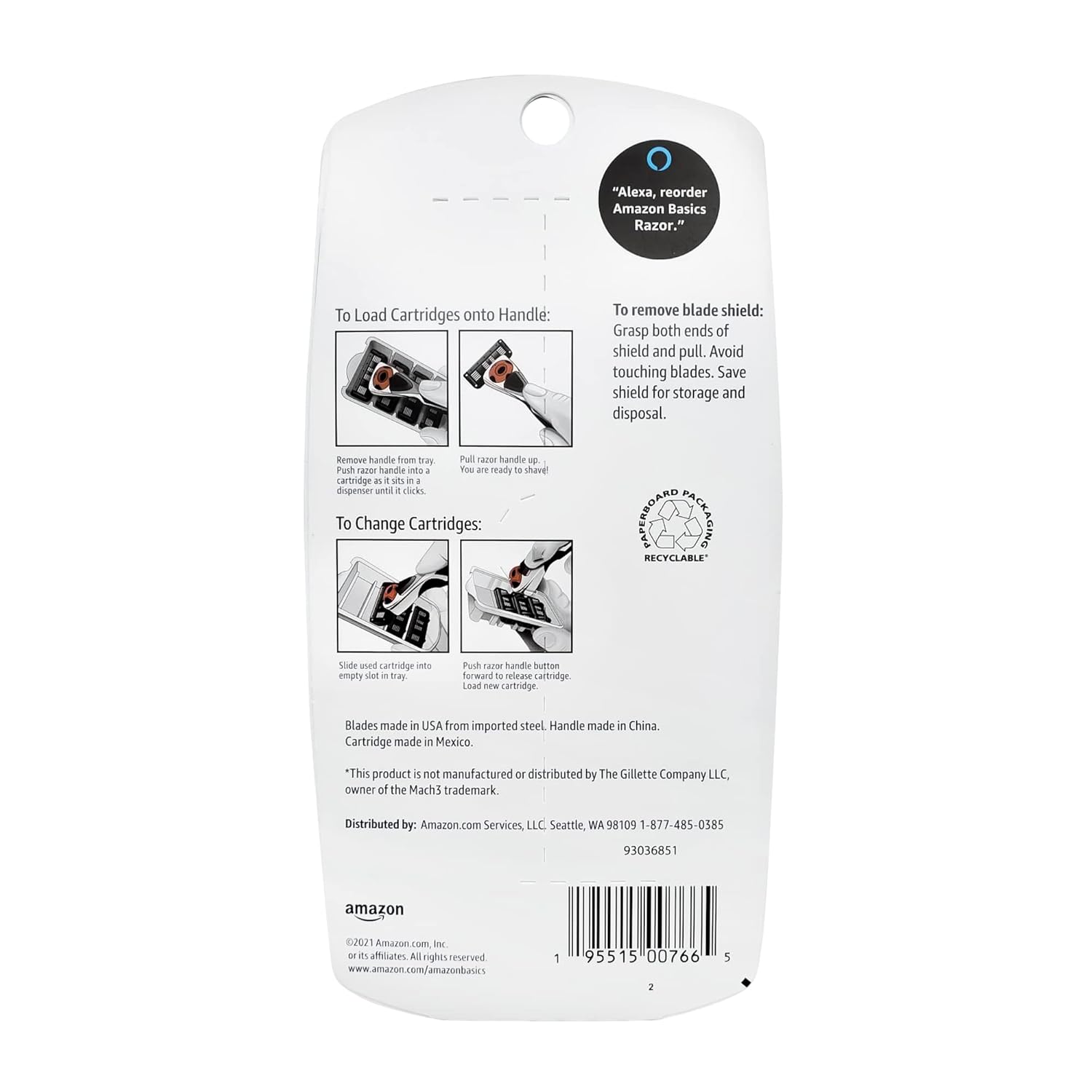 Thumbnail 1 de Amazon Basics 3-Blade MotionSphere Razor for Men with Dual Lubrication, Handle & 2 Cartridges